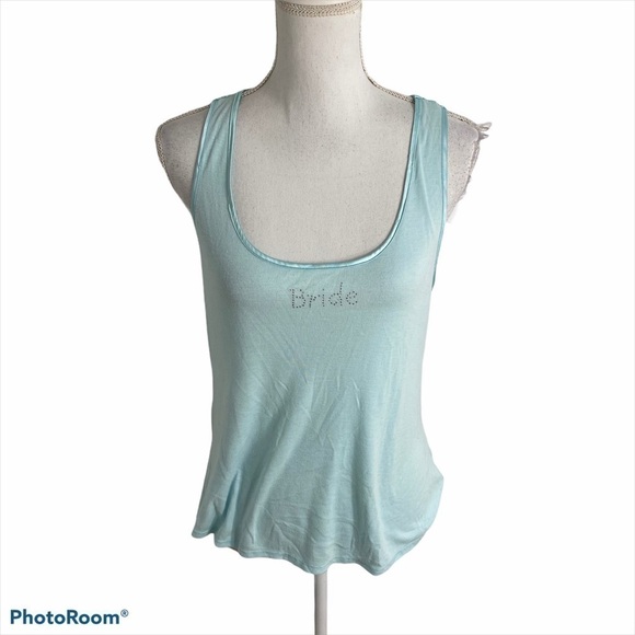 Bride Rhinestone Tank Top Women’s Blue Large Lace - Picture 1 of 5